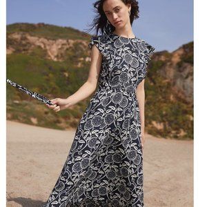 Madewell x Christy Dawn Quinn Ruffled Midi Dress in Midnight Posy, Size M, New